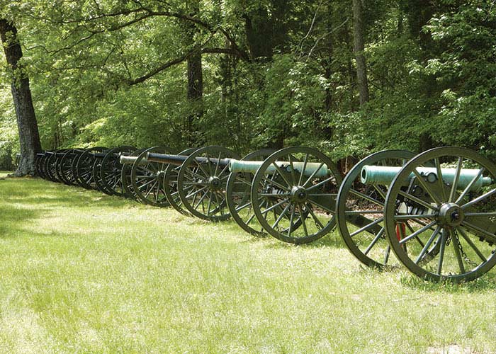 Historic Civil War cannons at Shiloh National Military Park visited during a guided cruise excursion