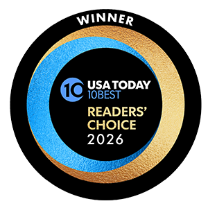 Winner badge for USA Today 10Best Readers' Choice 2026, awarded to American Cruise Lines.