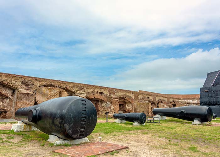 cannons behind the walls of Fort Sumter