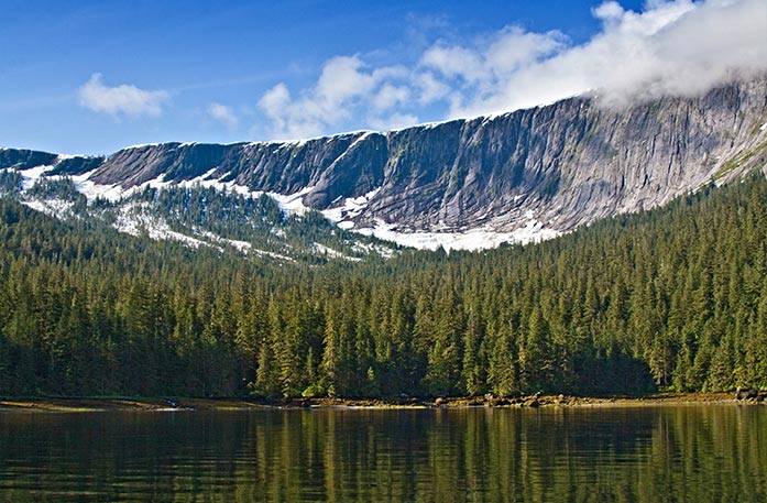 A scenic view of Misty Fjords during an Alaska cruise.