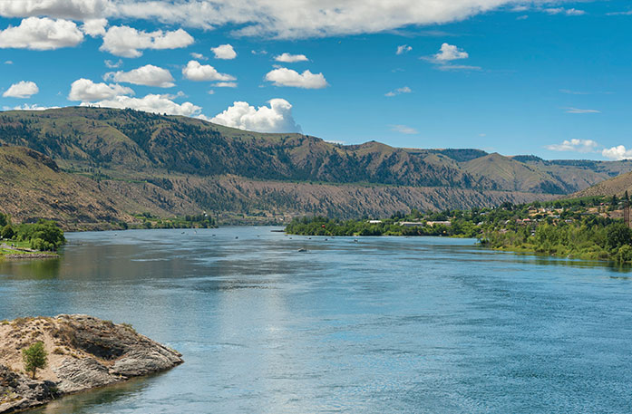 Scenic view of the Columbia River Gorge during an American Cruise Lines cruise.